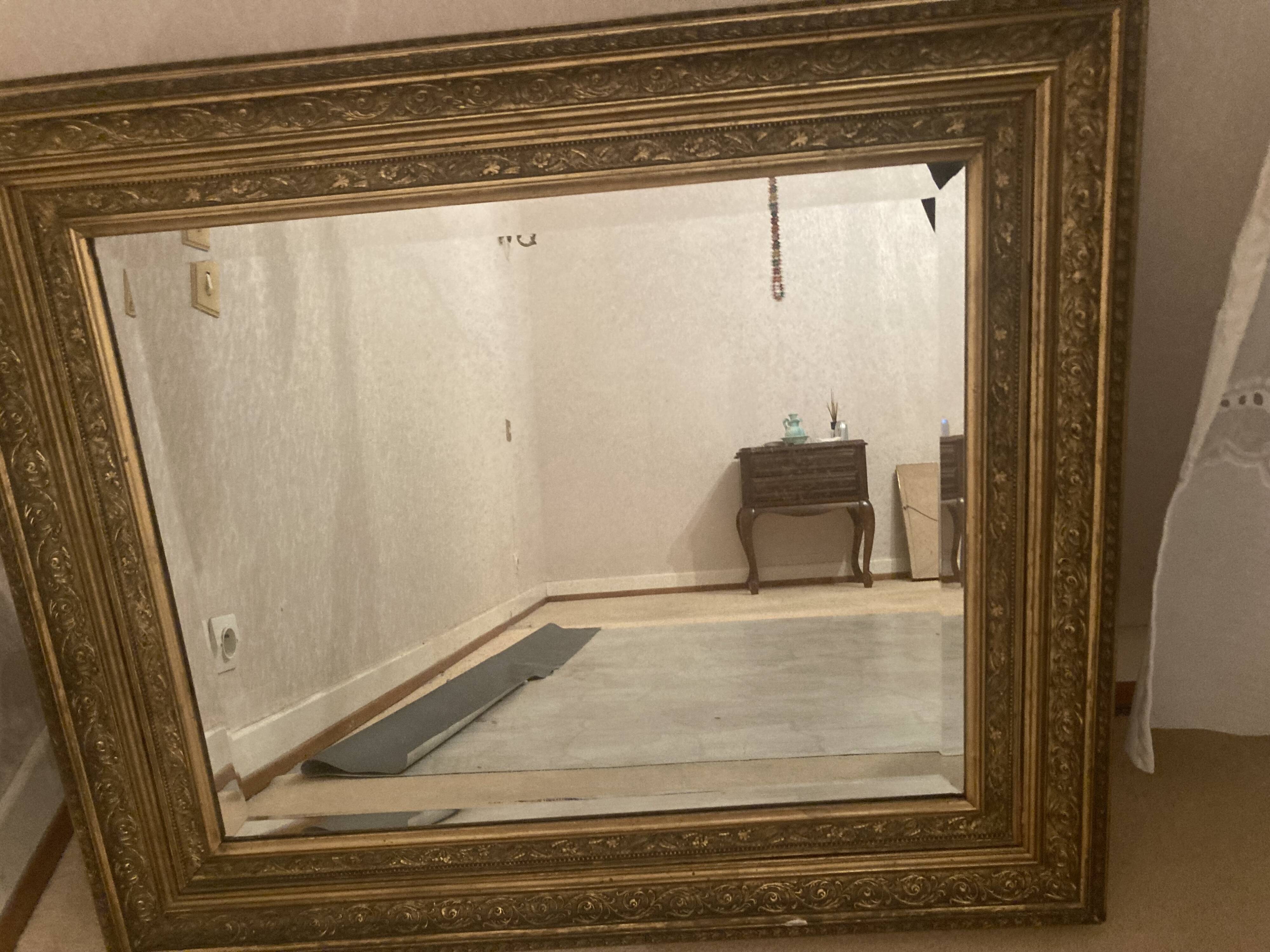 Miroir étain vintage cadre doré