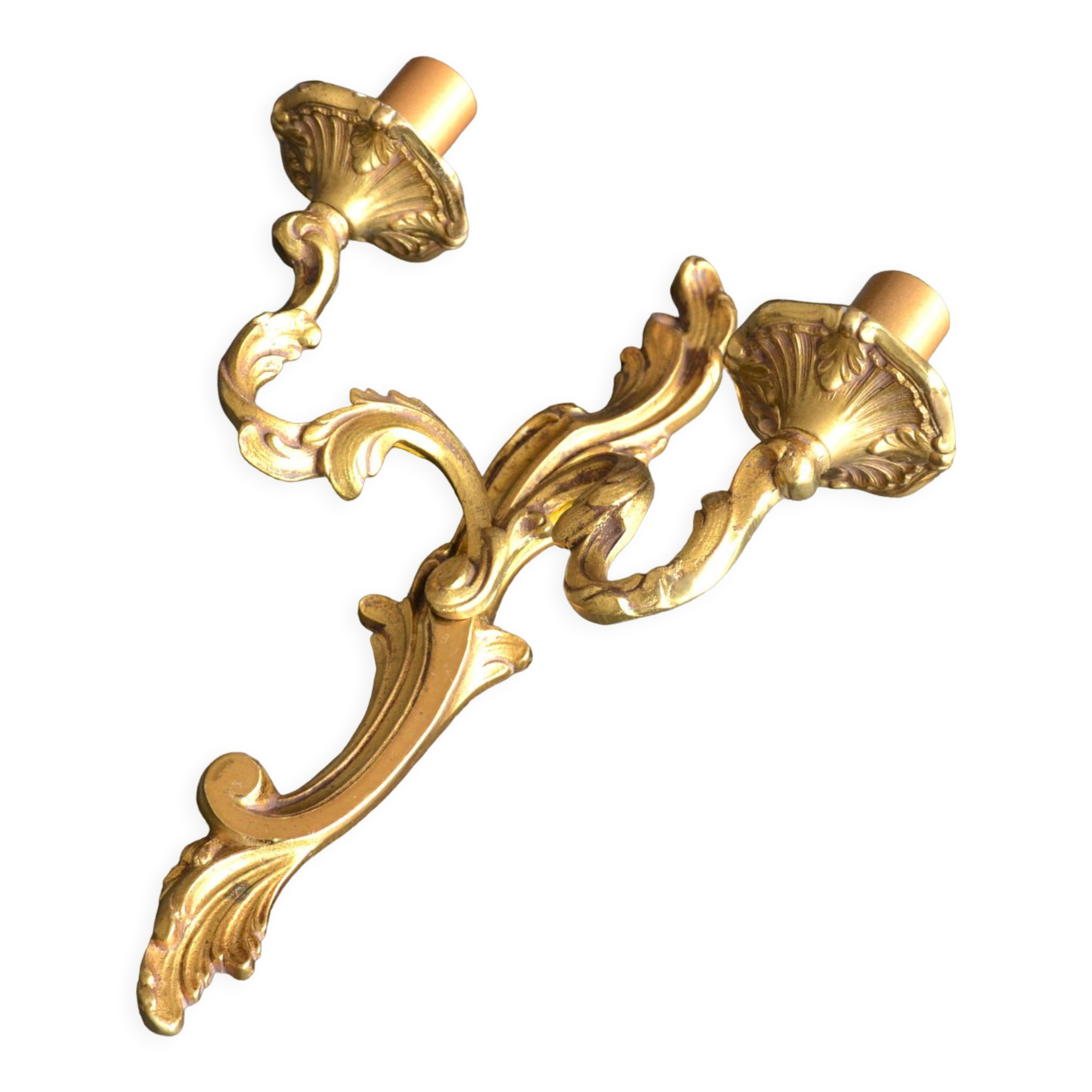 Wall lamp in twisted golden bronze baroque 2 lights