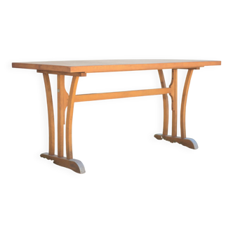 Vintage wooden table, bistro table Maison Guillaume in Bourges, side table.