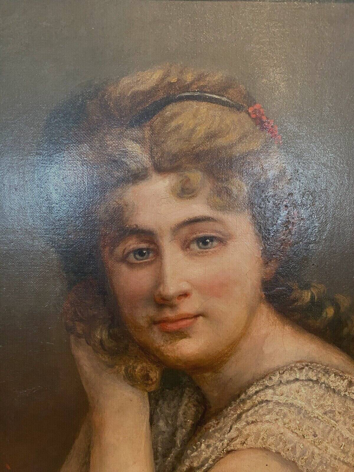 Oil on canvas Portrait of a young woman in bust " XX century