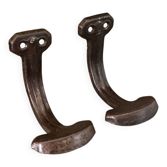 Pair of metal coat hooks