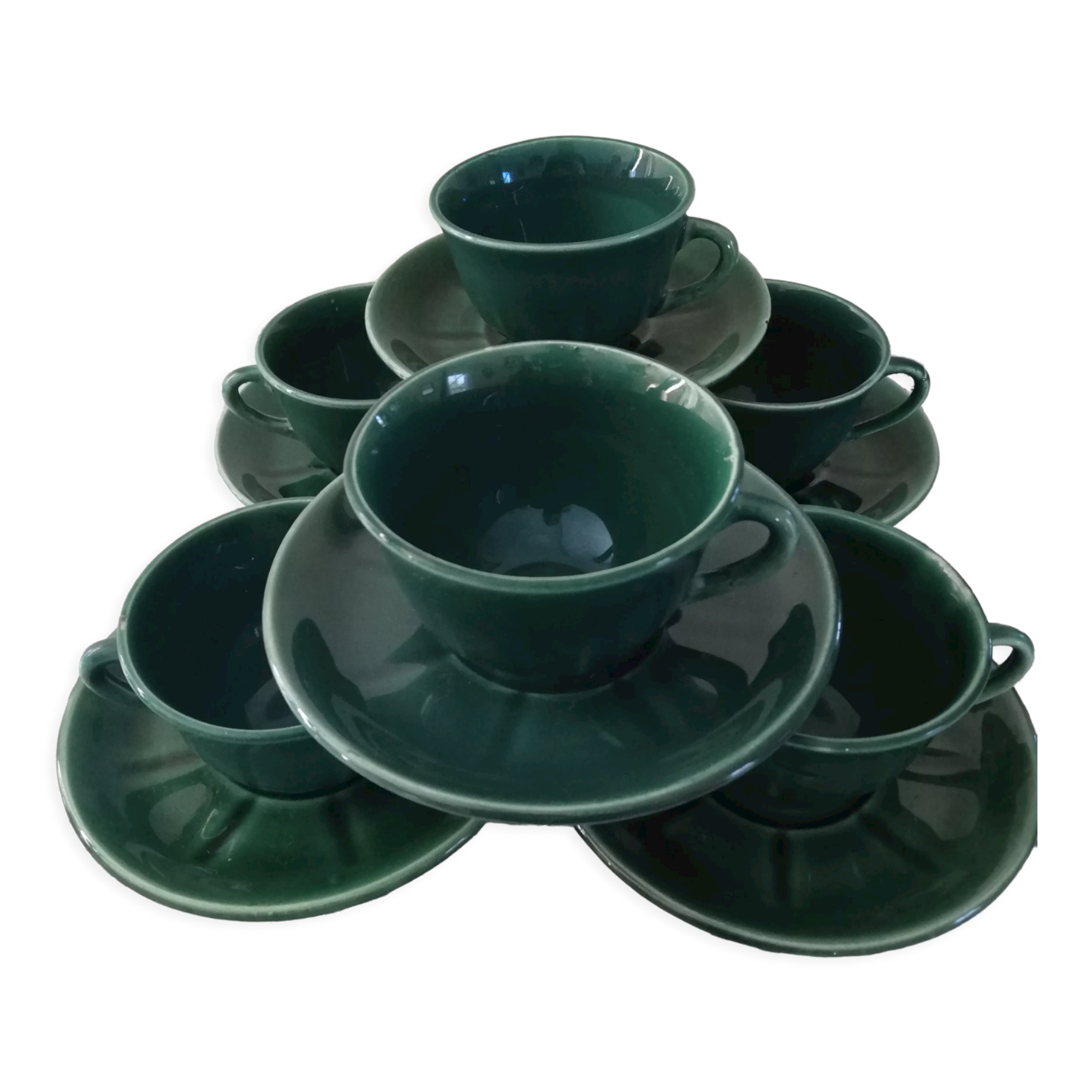 Service of 6 cups and saucers 50s