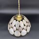 Vintage pink & white capiz petal pendant light – gold-plated brass