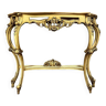 Grande console galbée en bois doré et laqué style louis xv