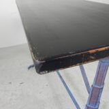Art Deco Bistro table with cast iron frame and pine top, 1930s