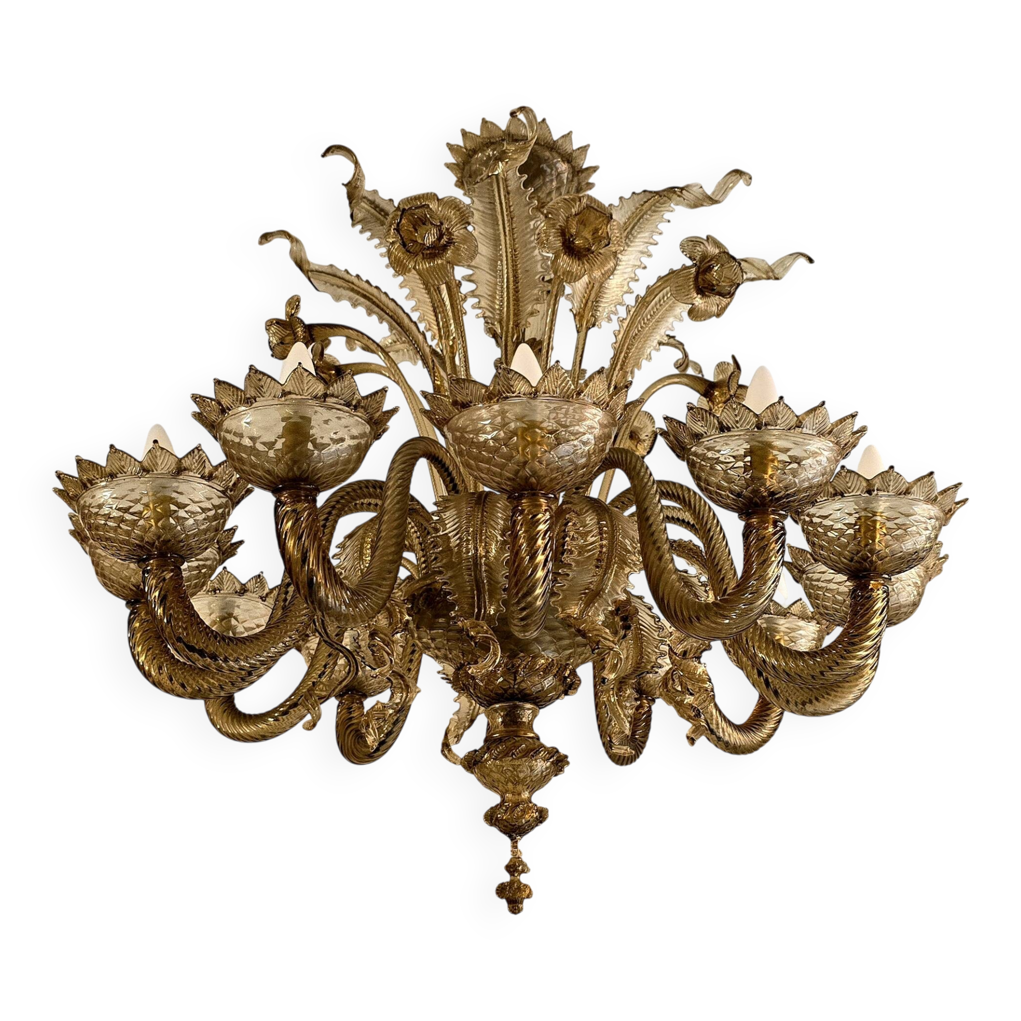 Large Murano glass chandelier – 12 lights – early 20th century