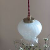 Opaline tulip mood lamp with white ruffles