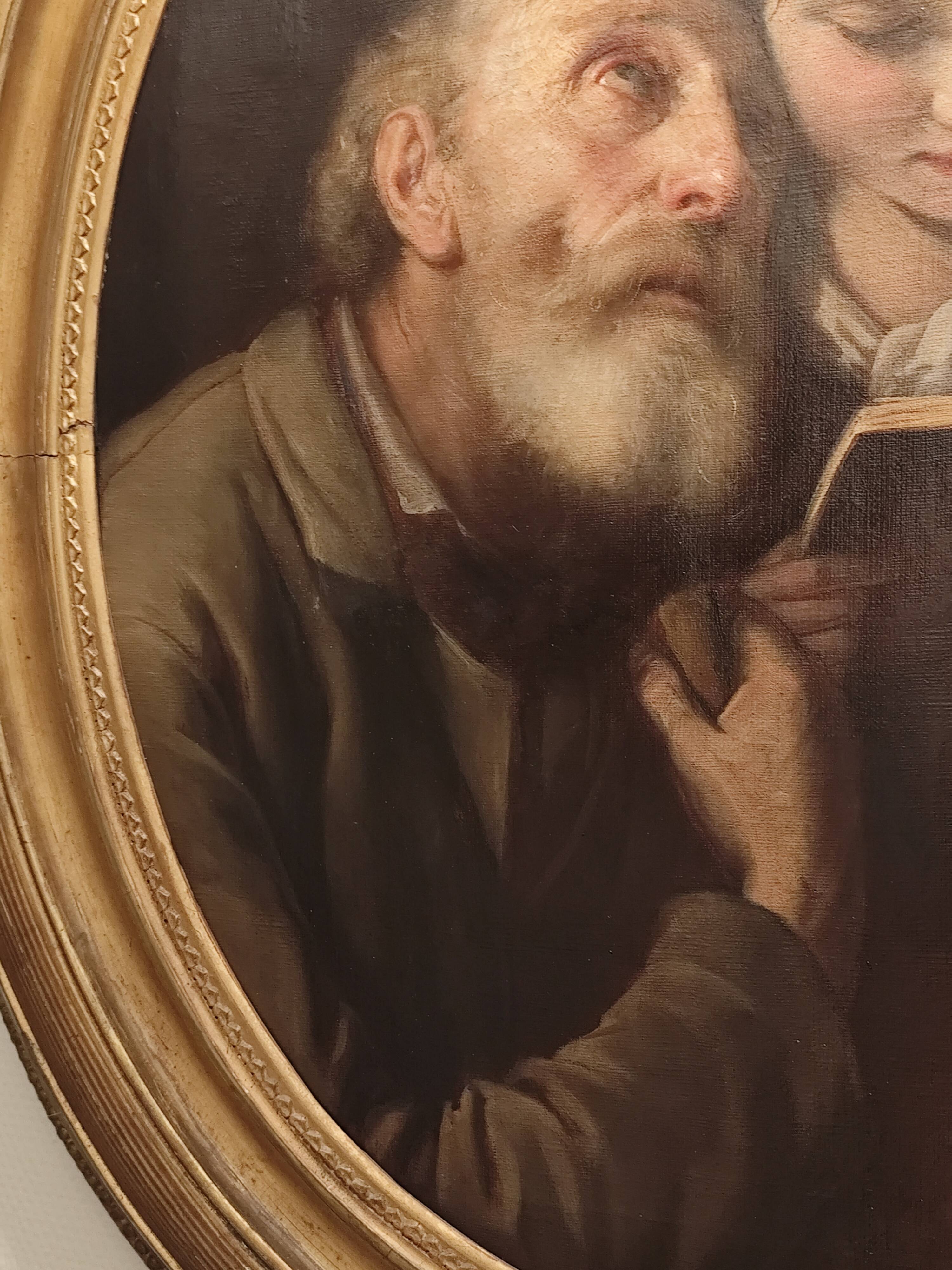 Superb old Italian school portrait of pious reading Fortunato Bello