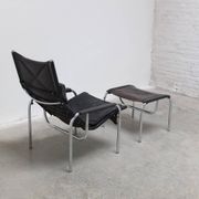Reclining 'HE1106' lounge chair with ottoman by Hans Eichenberger for Strässle, 1978