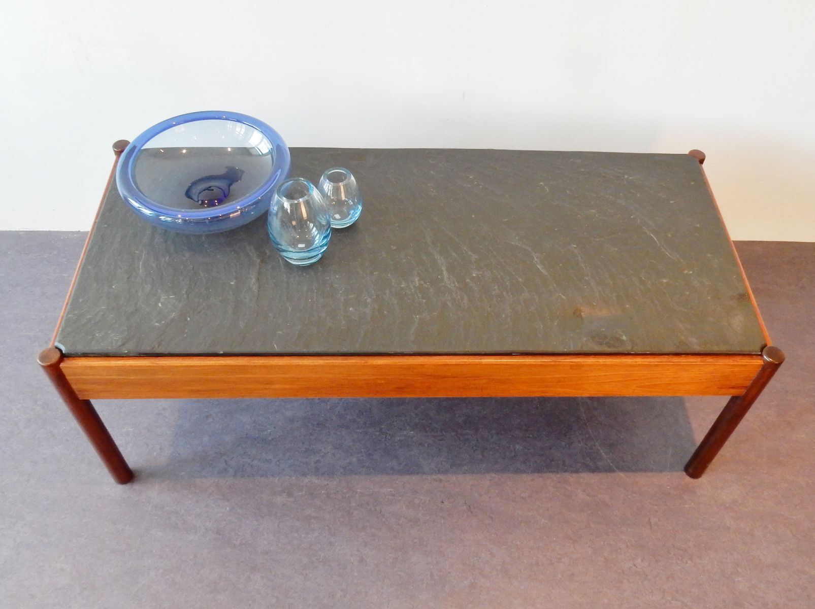 Vintage coffee table with stone tray