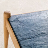 Scandinavian coffee table oak and slate 60's