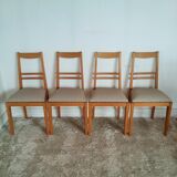 Suite de 4 chaises chêne années 50