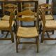 6 chaises en chêne massif et paille dans le goût de Guillerme et Chambron, 1950