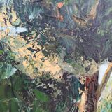 At the edge of wood oil on panel