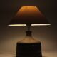 Ethnic Relief Ceramic White Shade Table Lamp, 1960s