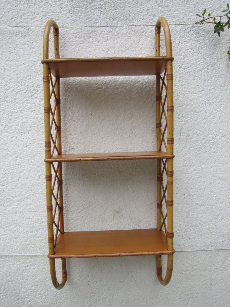 Rattan wall shelf