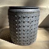 Vintage perforated enamelled sheet metal planter, 50s design