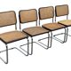Ensemble de 4 chaises Cesca B32 conçues par Marcel Breuer, cadre marron foncé.