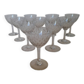 10 crystal Porto glasses from Baccarat, model Magenta Grain De Riz.