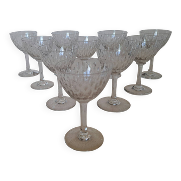 10 verres à Porto en cristal de Baccarat modèle Magenta Grain De Riz