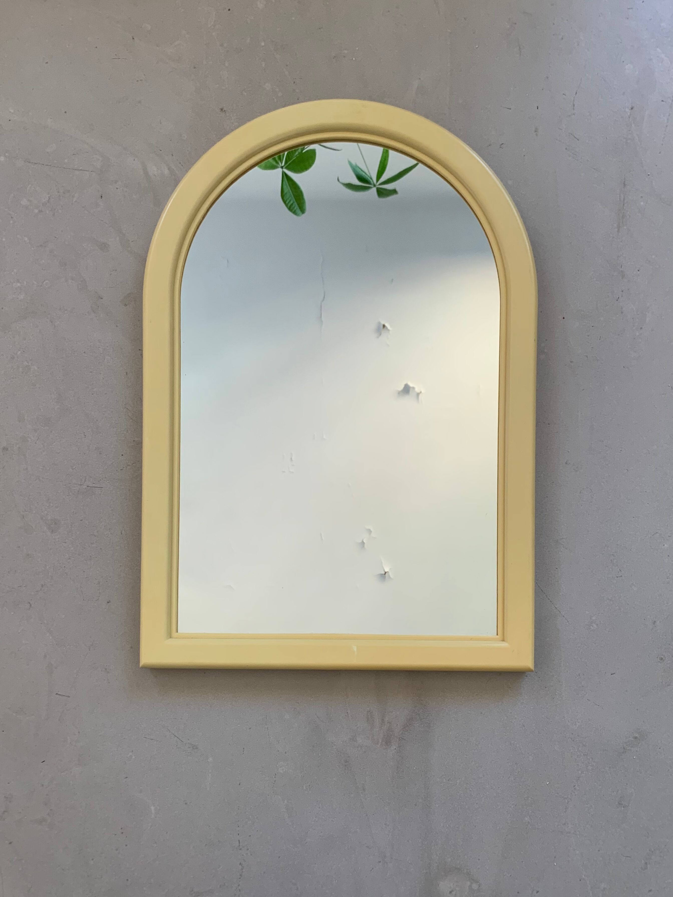 Miroir arche jaune vintage, 50x35 cm
