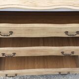 Chest of drawers 3 drawers louis XV style white and raw wood