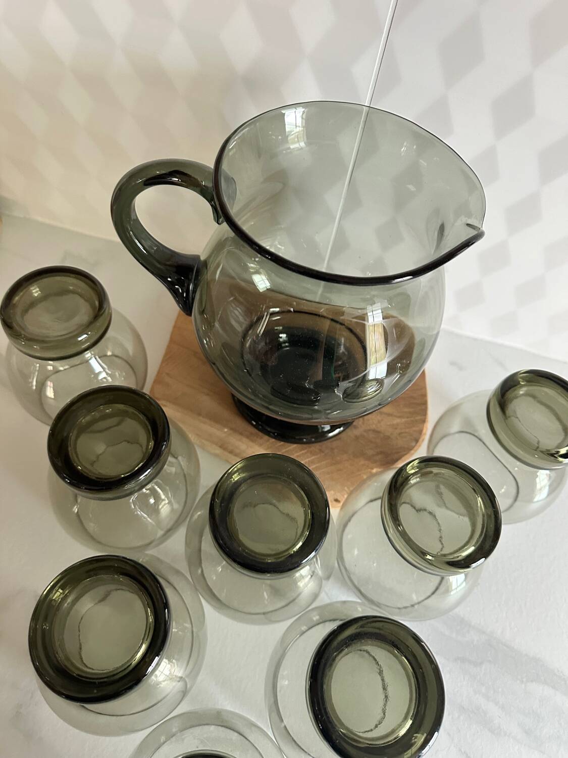 Carafe & vintage glasses service 70'