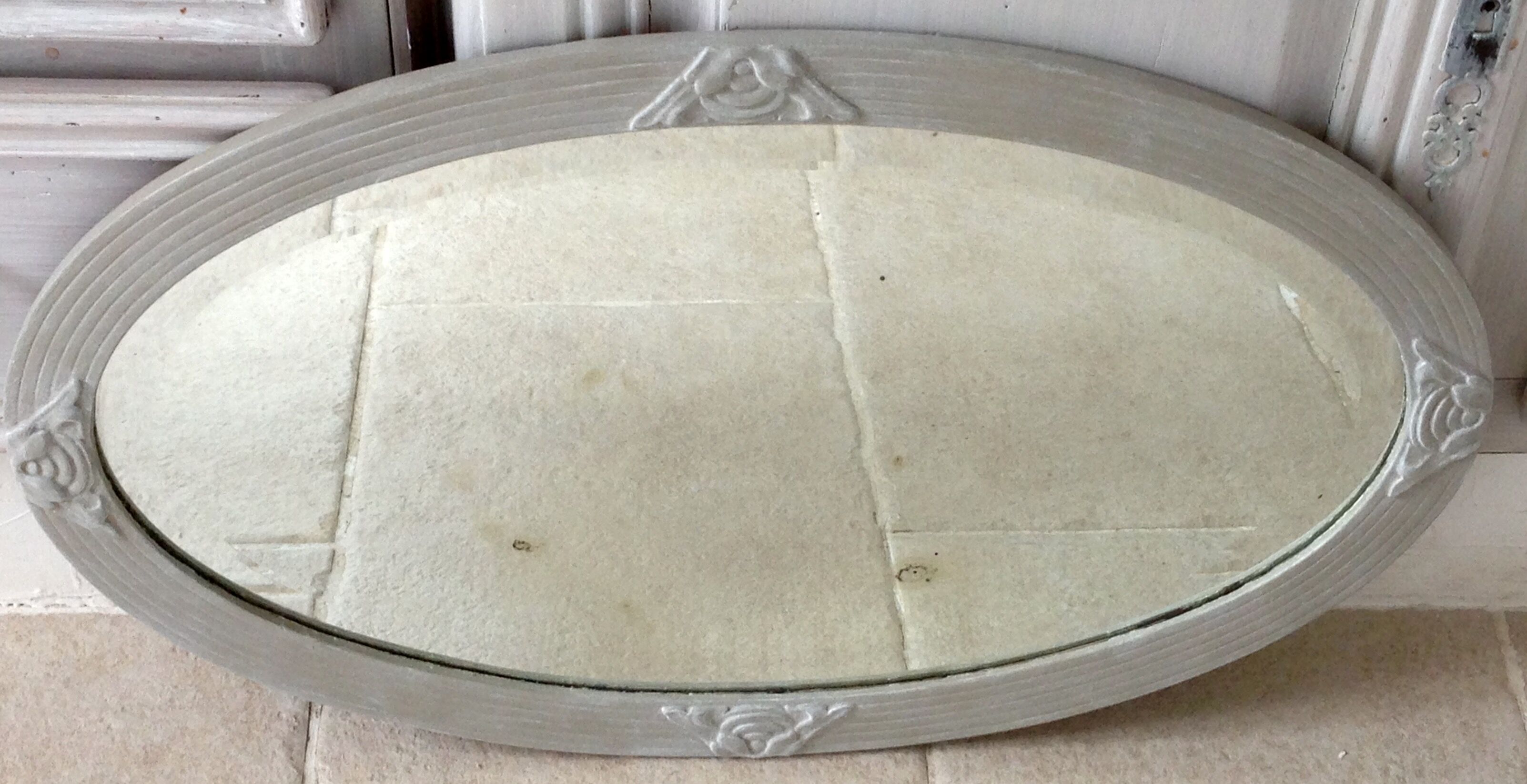 Mirror beveled art deco white 66x39cm