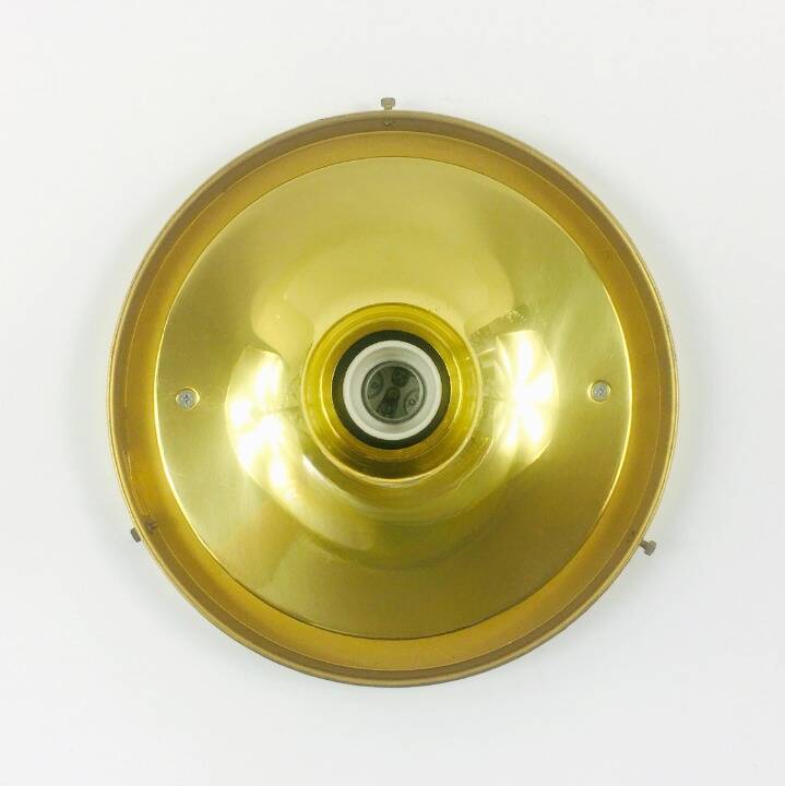 Mid century glass flush mount / ceiling light by limburg, germany, 1960s