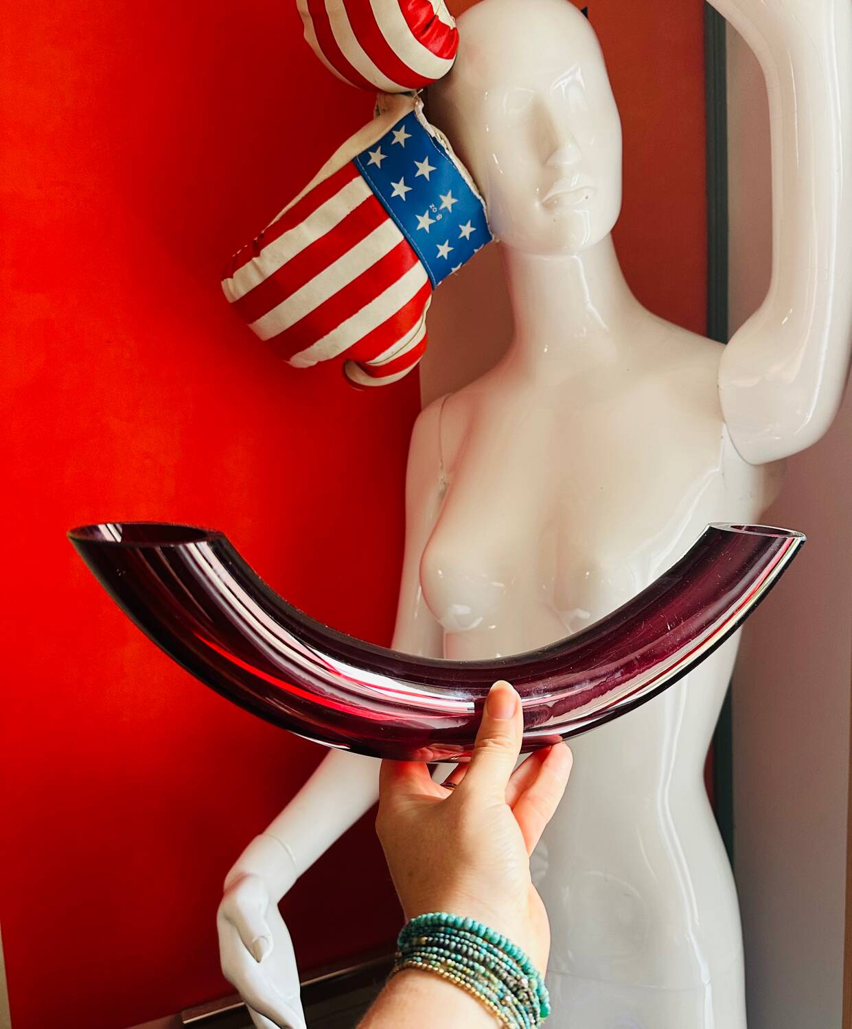 Vintage Murano vase with a red bow