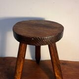 Round wooden tripod stool
