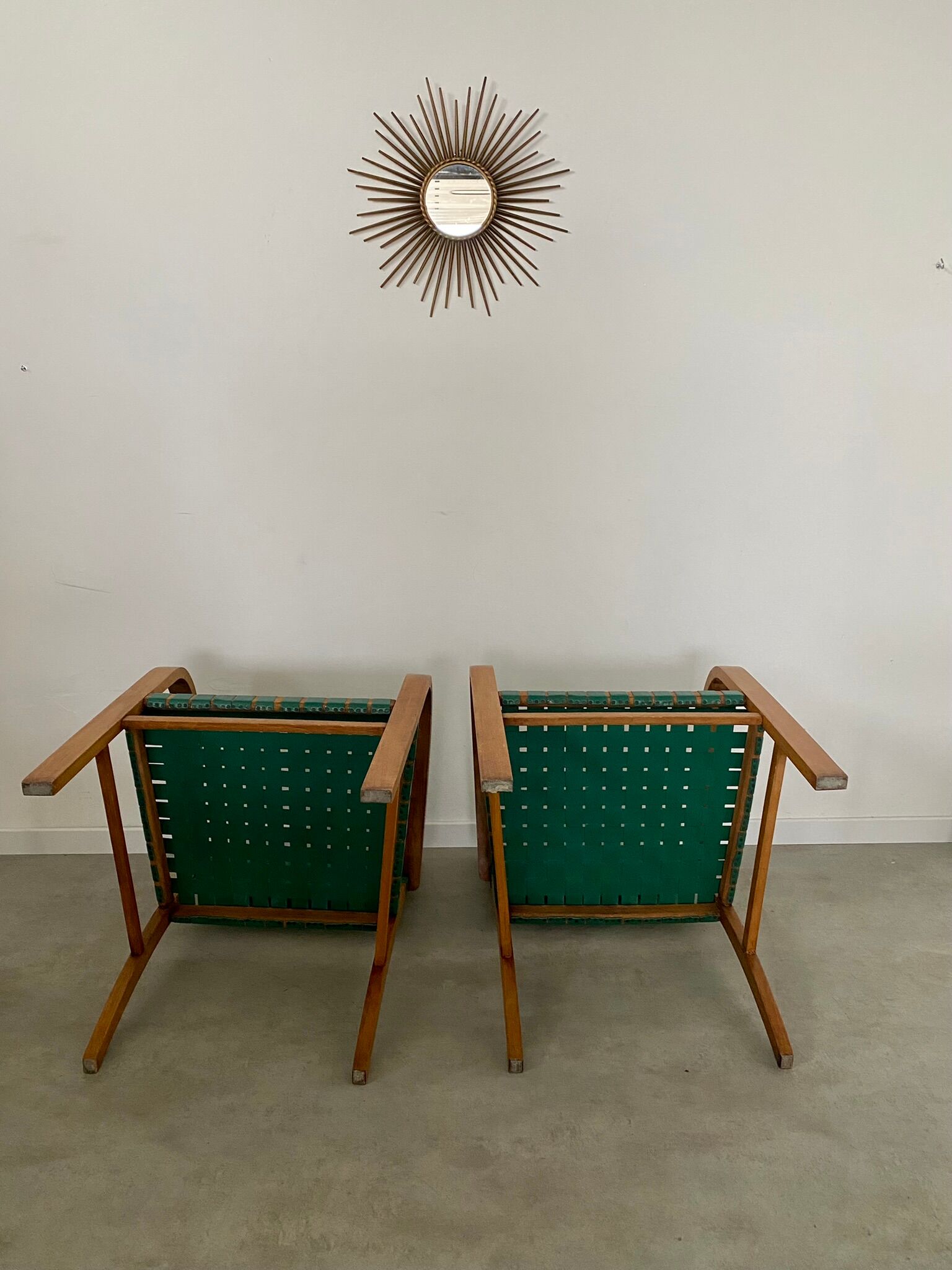 2 armchairs bridge vintage year 50 wood and vinyl