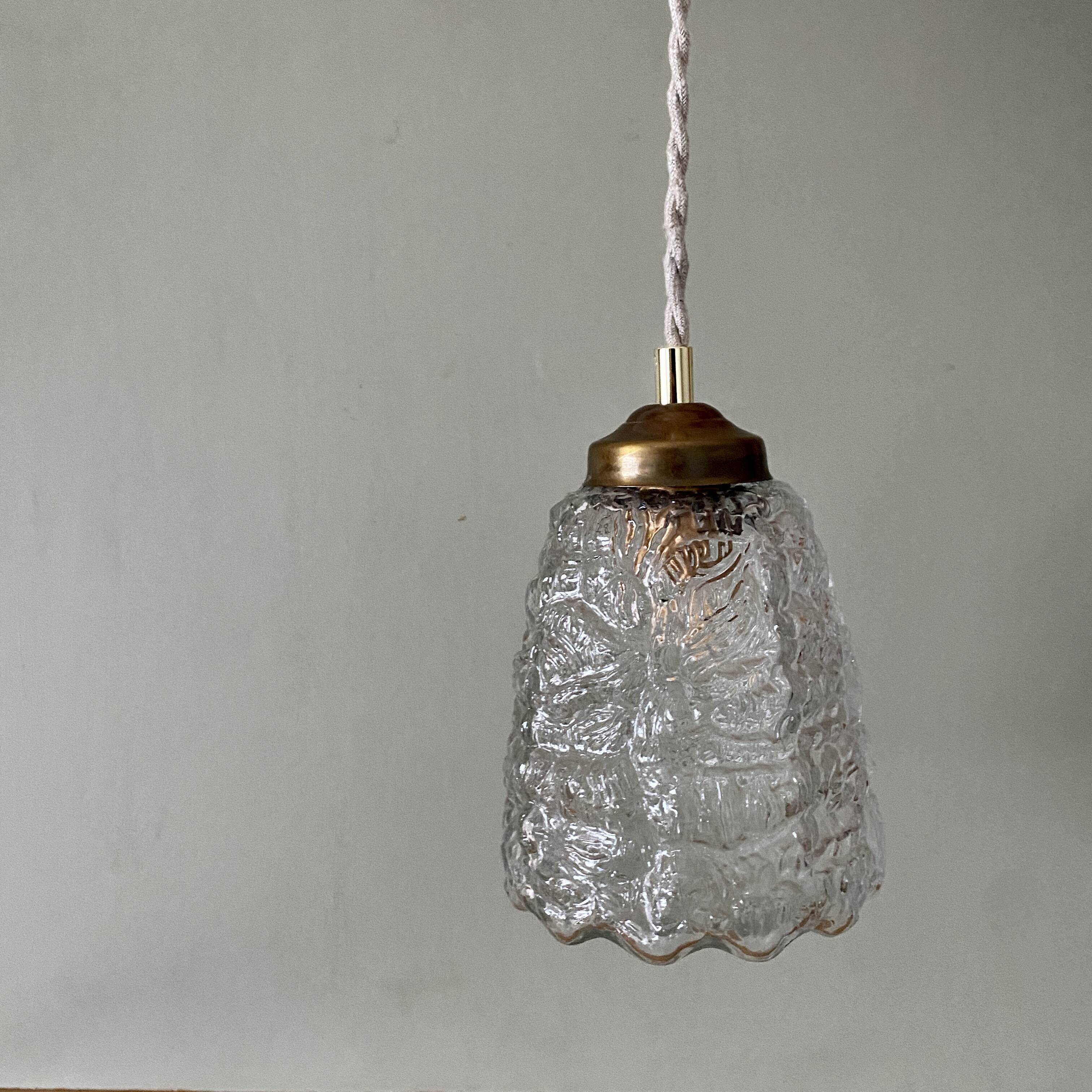 Vintage globe pendant in molded glass