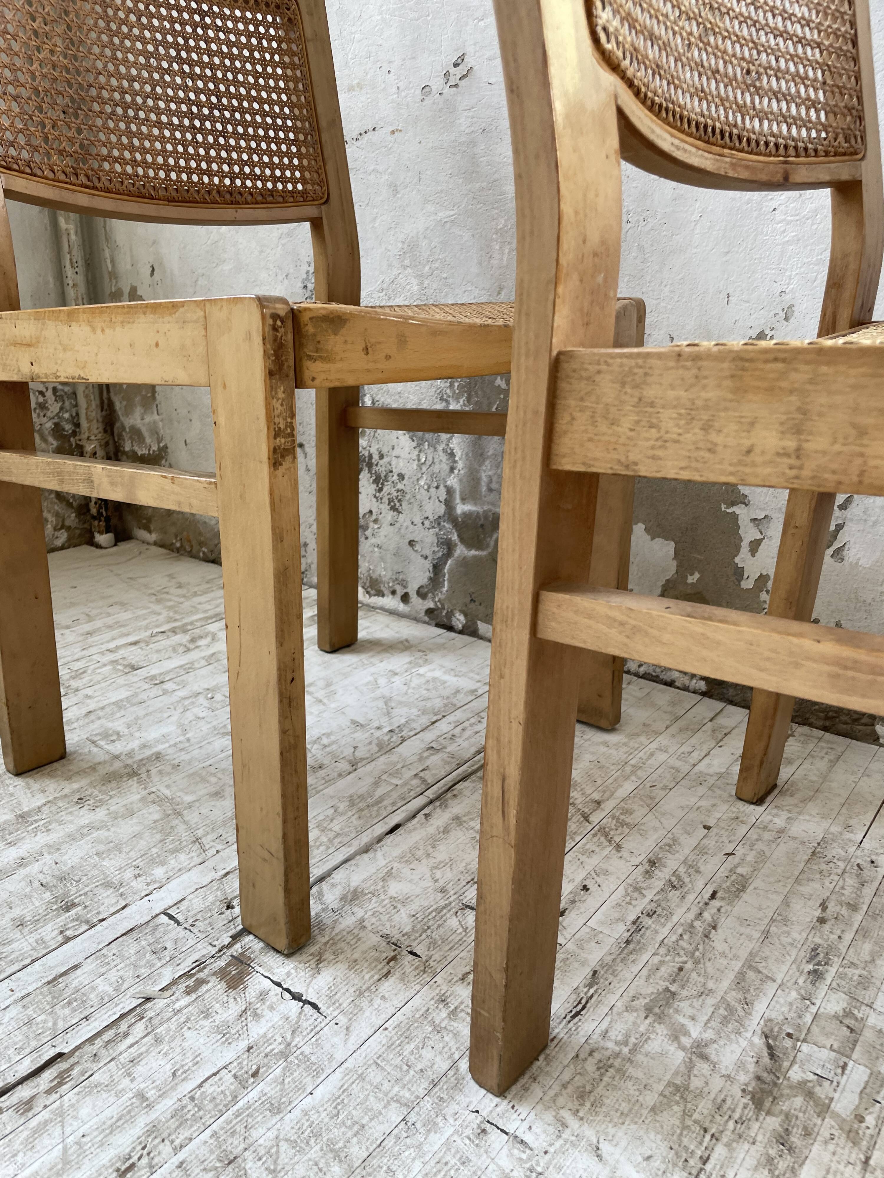 Pair of Baumann chairs beech and cannage