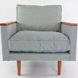 Blue houndstooth square armchairs