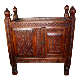 Wedding chest Afghan XIX folk art furniture carved wood