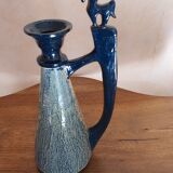 Enameled ceramic ewer signed