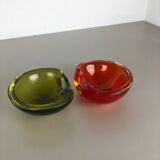 Murano Sommerso glass shell bowls Cenedese Vetri, 1960s