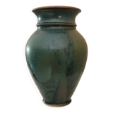 Vase vintage en céramique émaillée, tournée à la main, signature à identifier