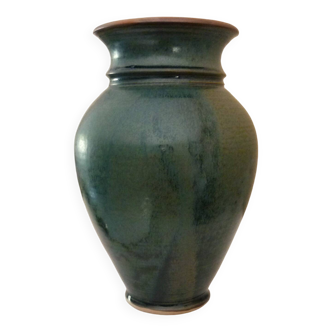 Vase vintage en céramique émaillée, tournée à la main, signature à identifier