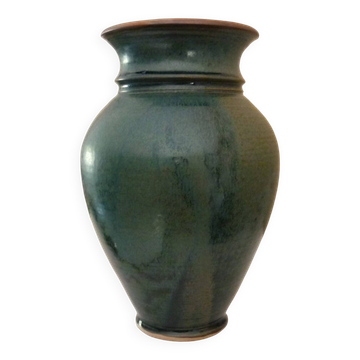 Vintage vase in glazed ceramic, hand-thrown, signature to identify