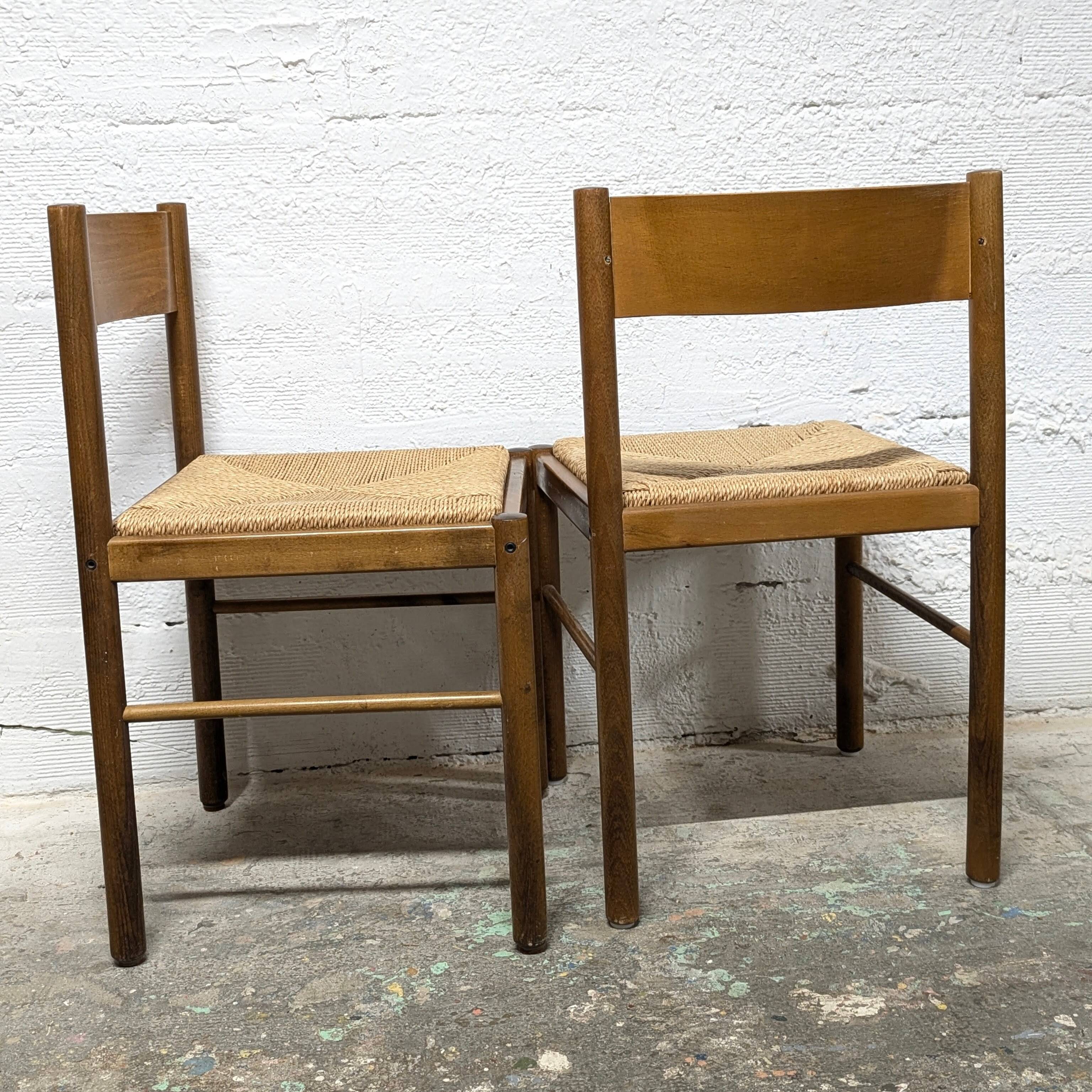 Pair of wooden and rope chairs