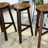 Set of 3 Vintage Brutalist Bar Stools from the 1970s
