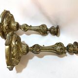 Pair of 19th century Louis XV bronze candlesticks, Rococo candlestick