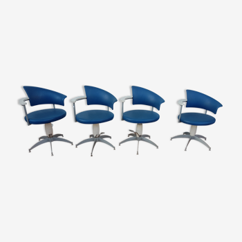 4 Hairdresser's Chairs / Barber 70s Blue