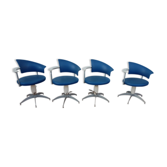4 Hairdresser's Chairs / Barber 70s Blue