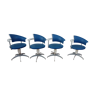 Set de 4 fauteuils de coiffeur barbier années 70 bleu