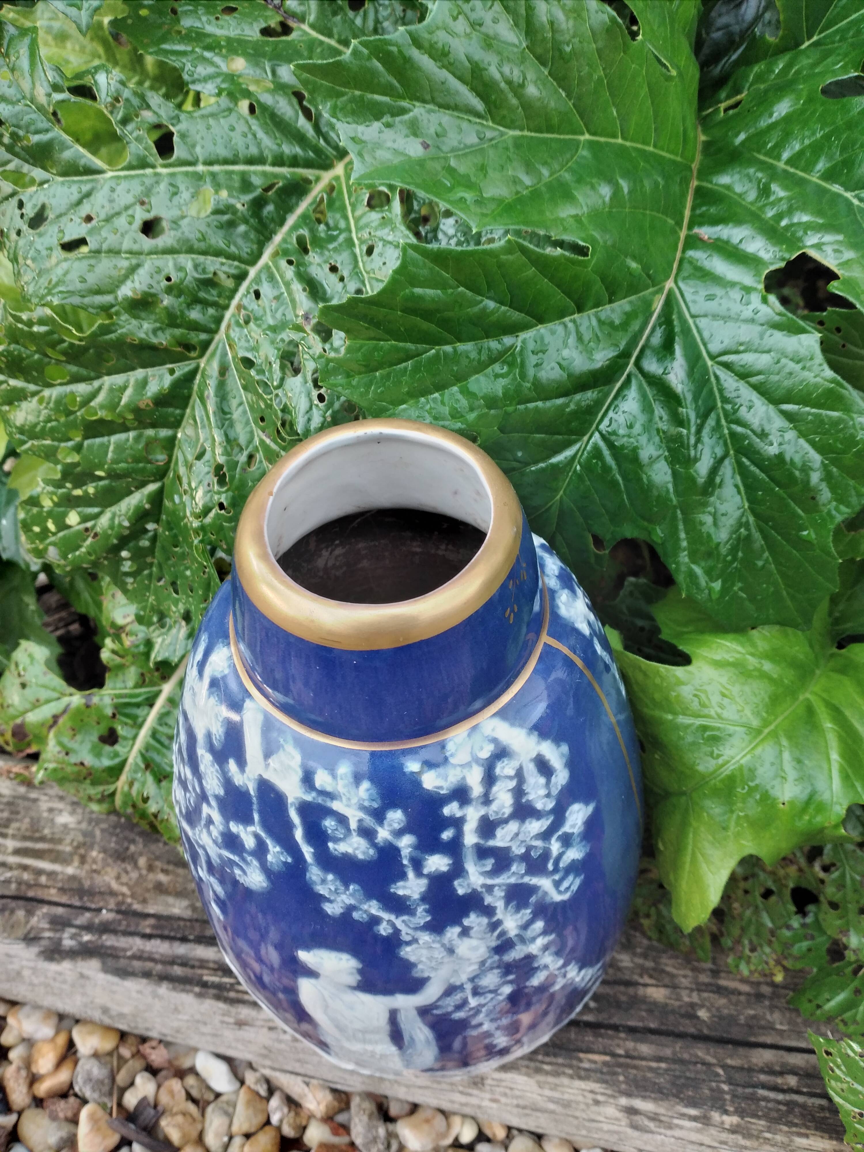 Blue Limoges porcelain vase