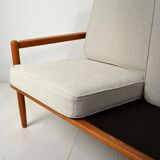 Scandinavian solid oak three-seater sofa, 1950s/60s