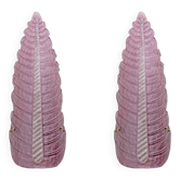 Pair of Mid-Century Modern Murano Glass Amethyst Pink Big Leafs Sconces
